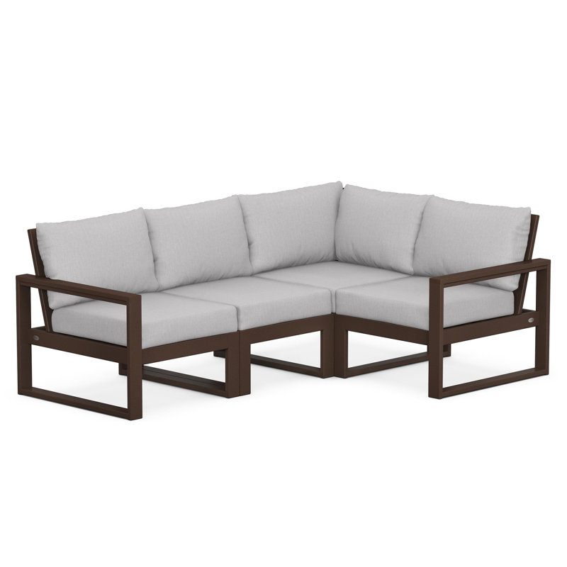EDGE 4-Piece Modular Deep Seating Set, Teak, Natural Linen