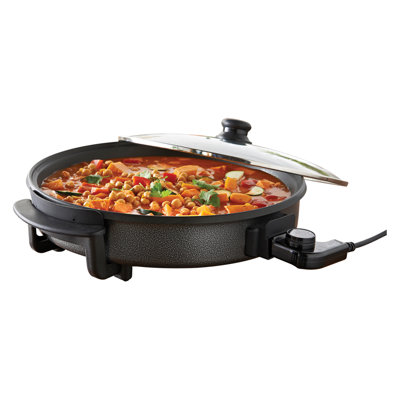 Quest 40cm Ceramic Non Stick Electric Skillet with Glass Lid