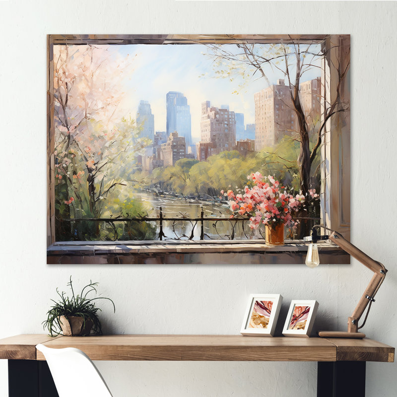 New York, Central Park Window Views III - Art mural de New York, Toile tendue, H 30 po x l 40 po x P 1,5 po