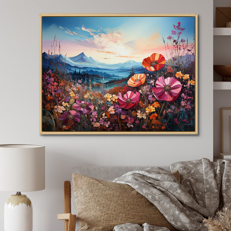 Colorful Purple Flower Filed In Nevada Prairies - Flowers Wall Art Prints, Cadre naturel flottant, 12" H x 20" W