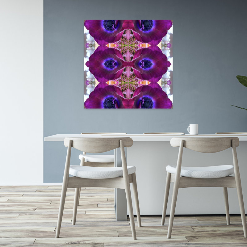Purple Anemone Kaleidoscope 1 Piece Wrapped Canvas Wall Art, 81.28 cm H x 81.28 cm W