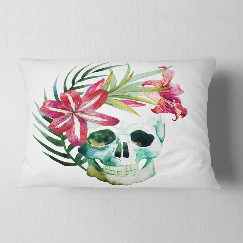 Coussin floral avec aquarelle, Rectangulaire, 12 po x 20 po
