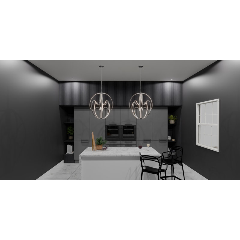 Stamatoula Integrated LED Polished Chrome Pendant Light, Chrome poli