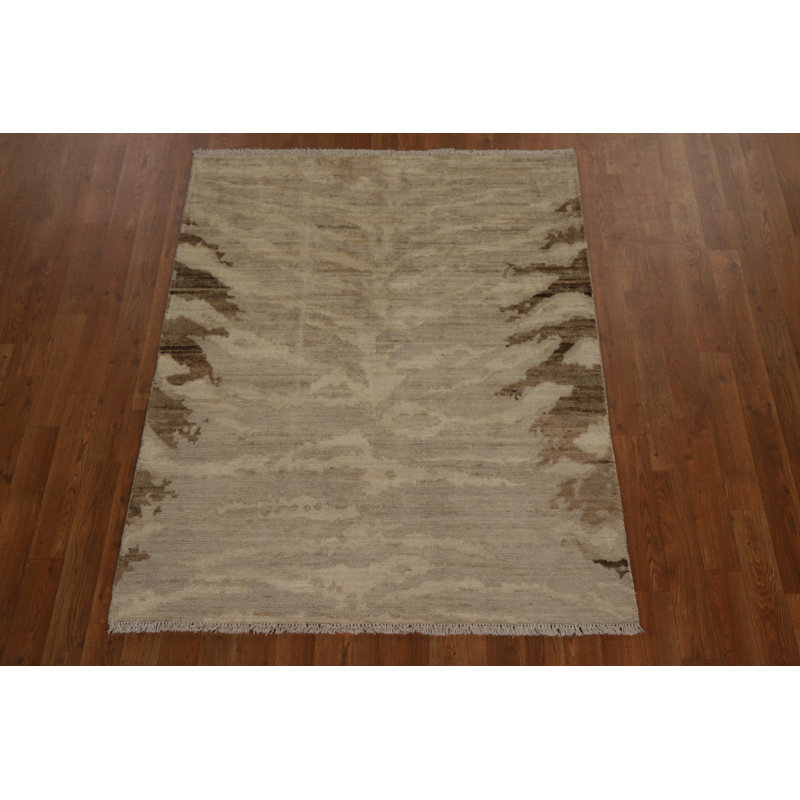 Tapis unique de 4 pi 9 po x 3 pi 10 po beige et ivoire