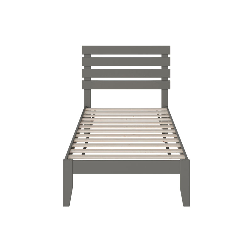 Giga Premium Wood Farmhouse Platform Bed, Gray, Twin