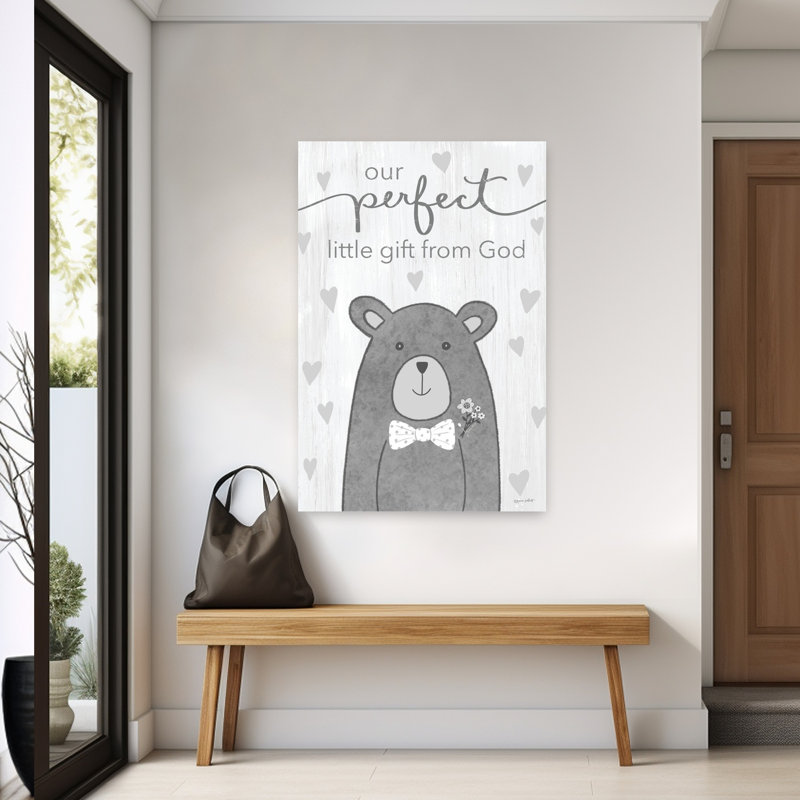 Art contemporain fantaisiste avec ours, H 60 po x l 40 po