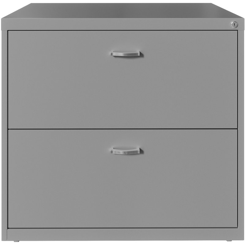 Silver 36" Wide 2-Drawer Lockable Steel Lateral File Cabinet