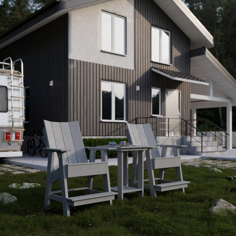 Contemporary High Adirondack Chair, Light Gray