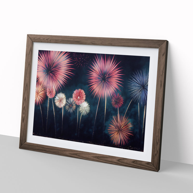 Popular Fireworks 1 Piece Single Picture Frame Wall Art, 34cm H x 46cm W x 2cm D, Brown