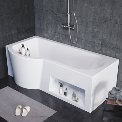 67"X 27.6" Freestanding Soaking Solid Surface Acrylic Bathtub With Ergonomic Design, Dual-purpose Advanced Tub, Nano-glass Water-repellent Feature And Additional Storage Space (bath&shower) 