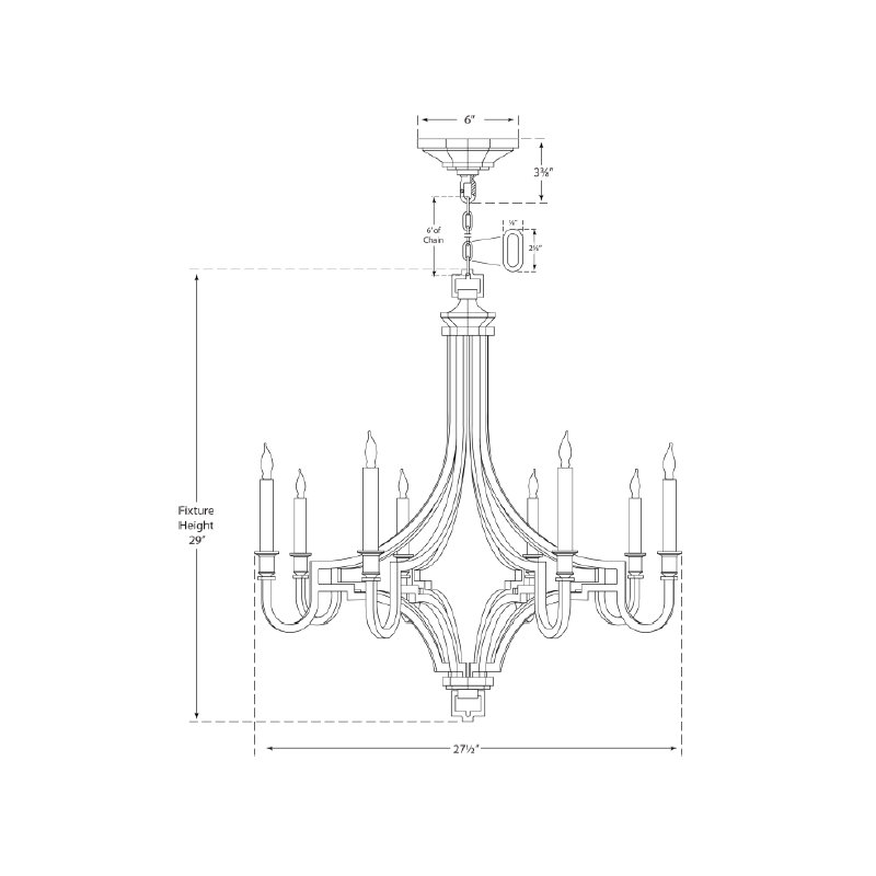 Chapman & Myers Mykonos Chandelier, Aged Iron, 29" H x 27.5" W x 27.5" D