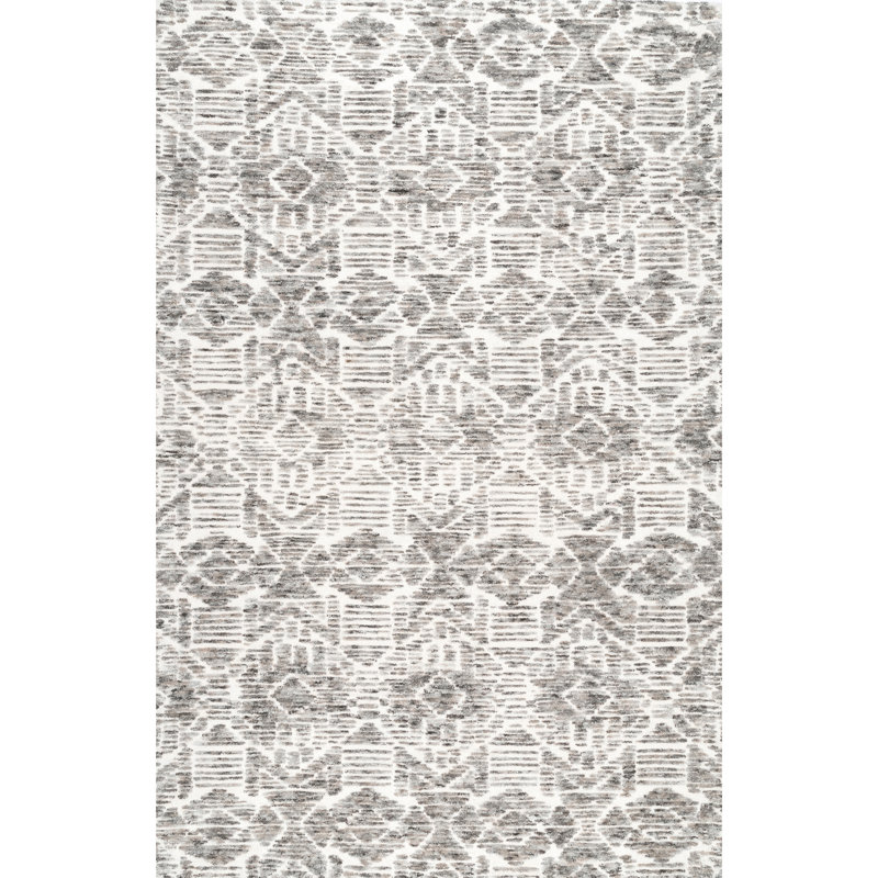 Handmade Grey Area Rug, Rectangle 5' x 8'