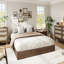 Structure de lit plateforme simple en bois minimaliste, lit sur pied sans tête de lit, support de lattes en bois robuste, aucun sommier requis, assemblage facile dans la chambre à coucher, noyer