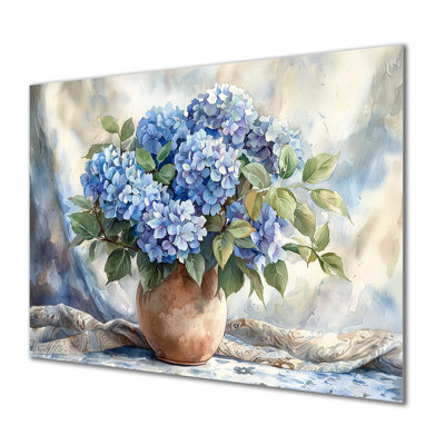 Hortensias dans un décor de rêve II - reproduction d'art traditionnelle en métal, décoration murale en métal hydrangées