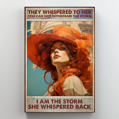 I Am The Storm Woman In Orange Hat Wrapped Canvas Wall Art - Living Room, Bedroom, or Office Décor