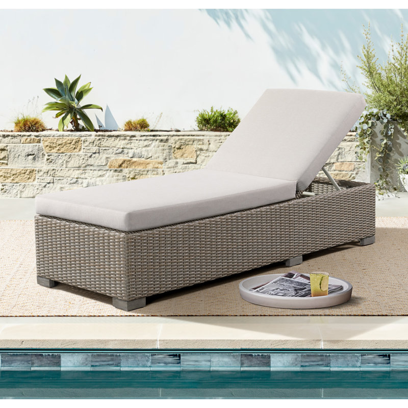 Latitude Run® Eyne Chaise Lounge - Tan and Olefin White