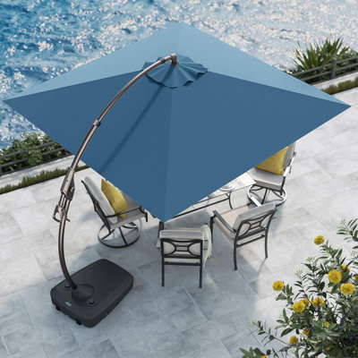 10x10 Ft Sunbrella Offset Umbrella With Base Outdoor Square Aluminum Cantilever Umbrella Shade With Easy Tilt Adjustment