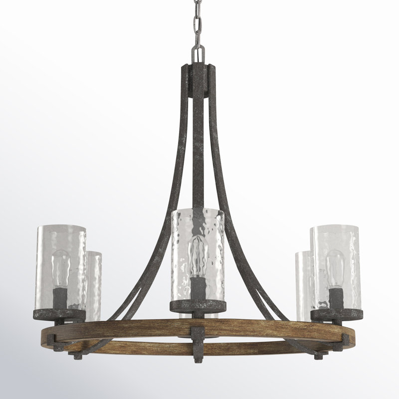6 - Light Dimmable Wagon Wheel Chandelier