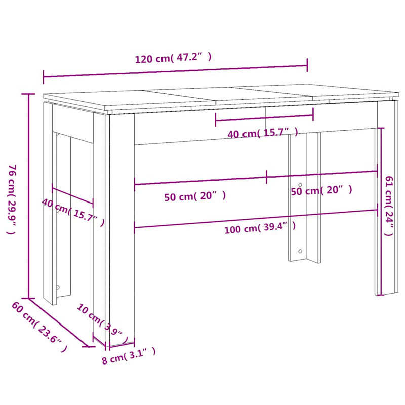 Aatos Dining Table, 76cm H x 120cm W x 60cm D, Concrete Grey, Concrete Grey