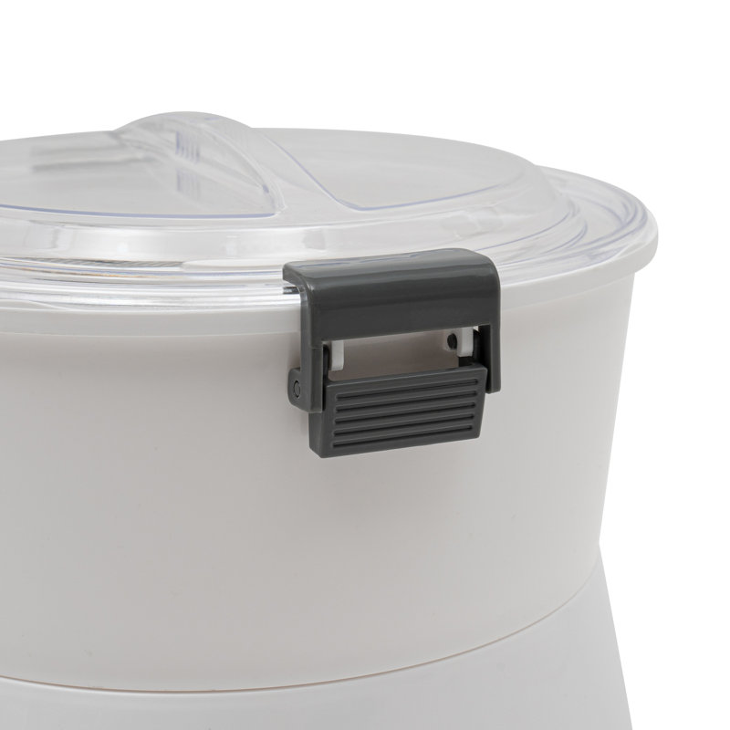 Compact White Electric Potato Peeler with Clear Lid