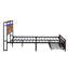 Structure de lit double avec rangement pour la tête de lit et éclairage à DEL - sans sommier tapissier, structure éclairée en métal robuste, lattes, charge, noir / brun