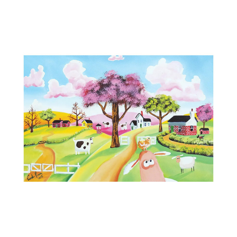 Chick On A Sheep's Head by Gordon Bruce - Painting on Canvas, 30.48 cm H x 45.72 cm W, Wrapped Canvas