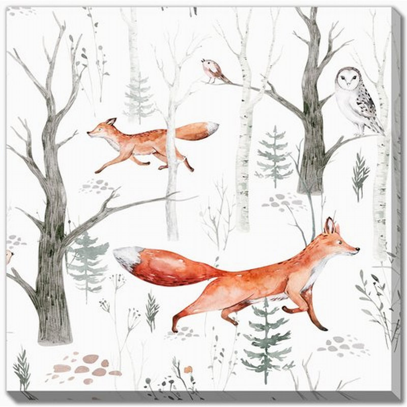 "Woods Fox", art mural sur toile, H 38 po x l 38 po