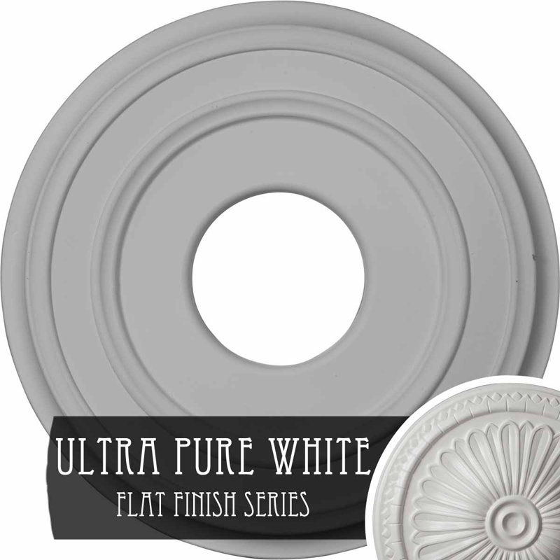 Endurathane Classic Ceiling Medallion, 12 3/8"OD x 4"ID x 1 1/8"P (Fits Canopies up to 7 1/4"), Hand-Painted Ultra Pure White Finish