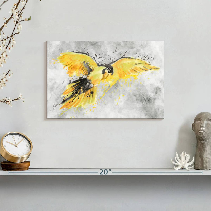 Brampt Yellow Macaw, 8" H x 12" W