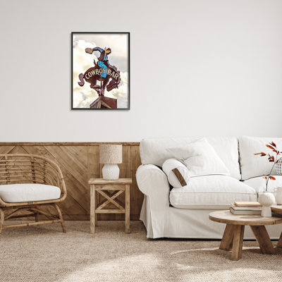 ba-655-Floater Western Cowboy Bar Sign Floater Frame Print on Canvas