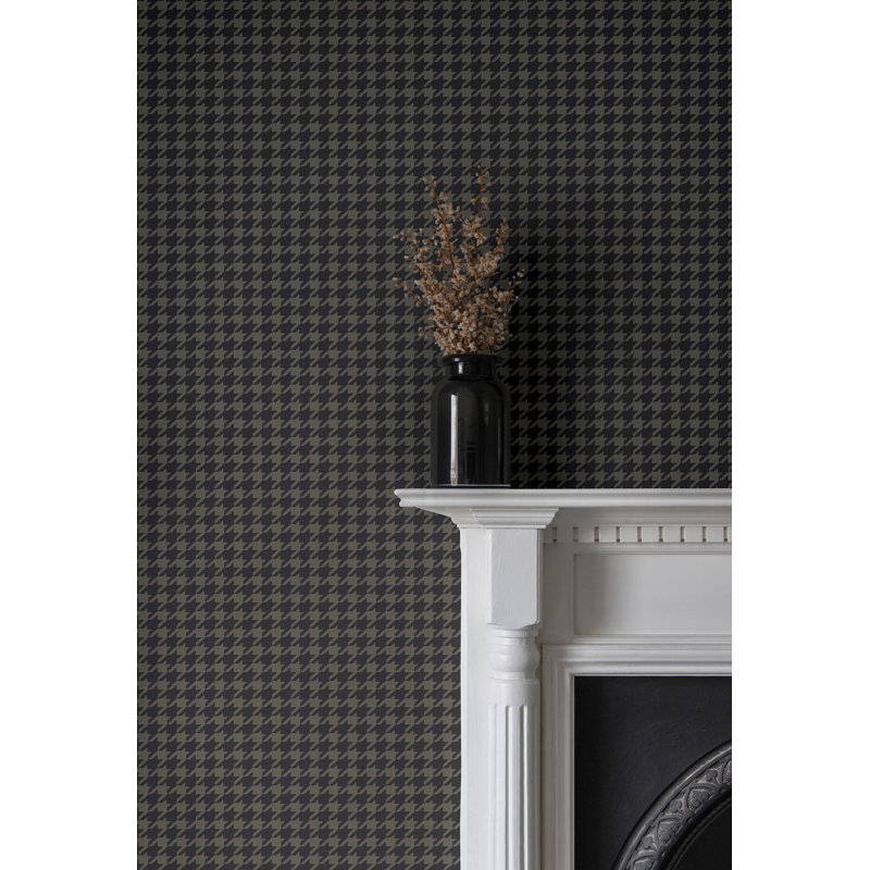 Watson Black Houndstooth Wallpaper, Black