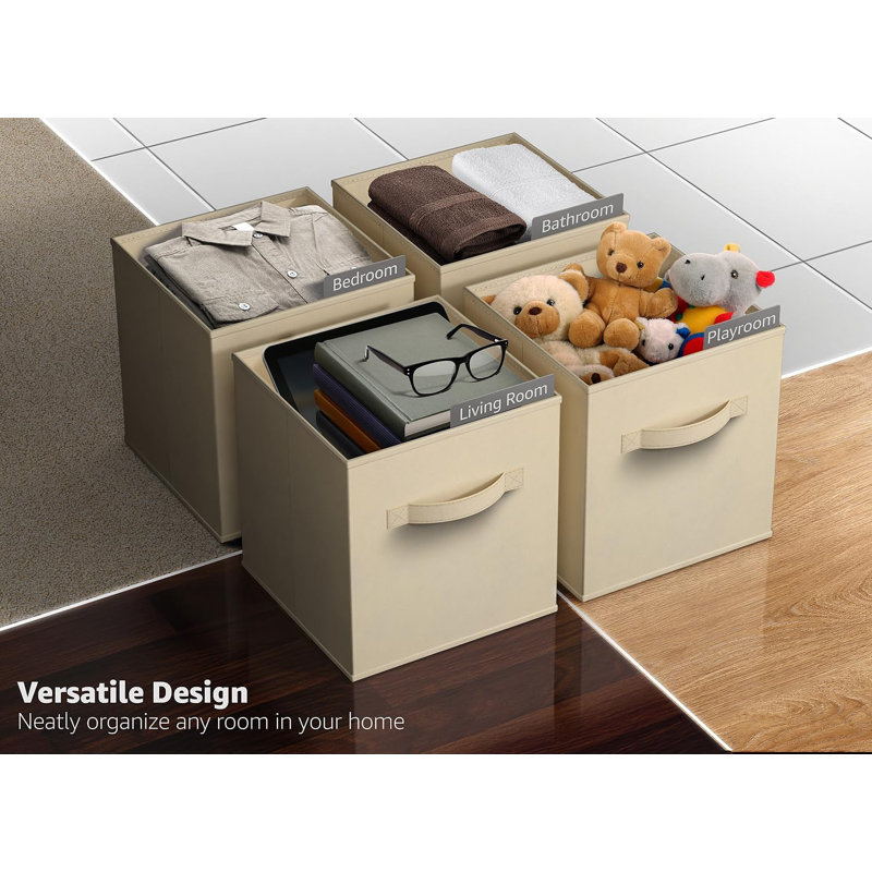 Sorbus 11" Foldable Storage Cubes with Handles, Beige