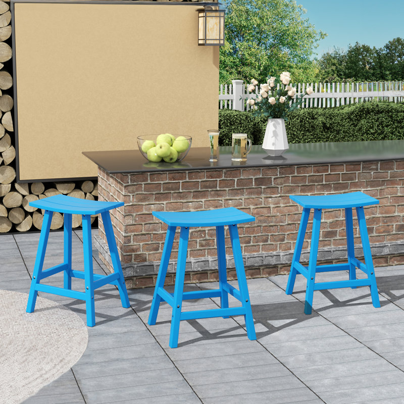 Tabouret d'extérieur Laguna, Tabouret de comptoir (siège d'une hauteur de 24 p, Bleu