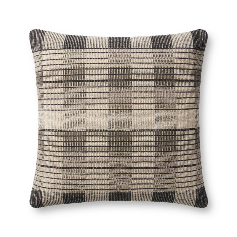 Ivory and Black Striped Cotton Blend Throw Pillow Set