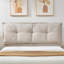 Lit plateforme tapissier avec tête de lit amovible de style coussin Braya, 2 grands tiroirs en bois, beige, grand-305529186-305529213