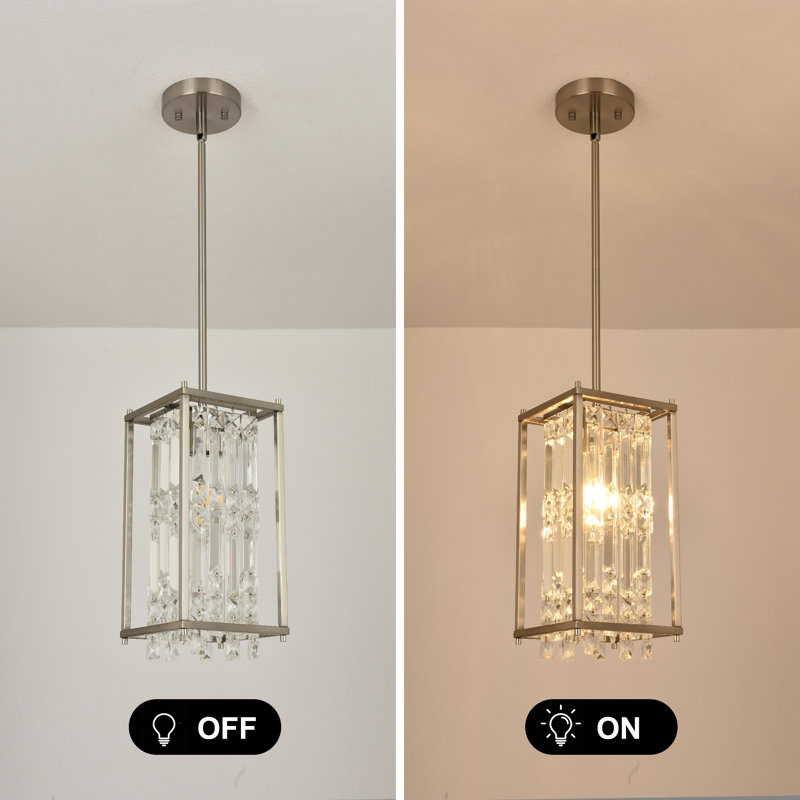 1 - Light Square/Rectangle Pendant, Brushed Nickel