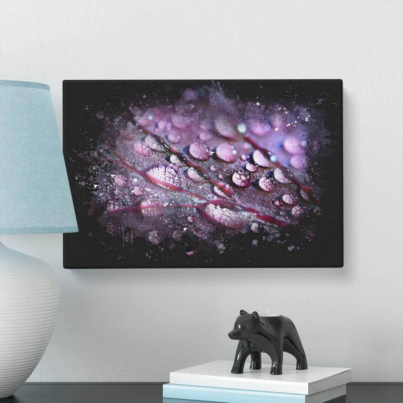 Dewdrops Upon A Lilac Leaf - Wrapped Canvas, 40cm H x 60cm W x 3cm D