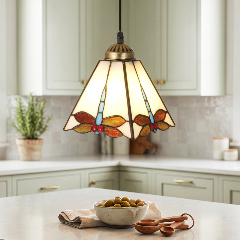 1 -Light Tiffany Style Dragonfly Pendant Light (Bulb Include)