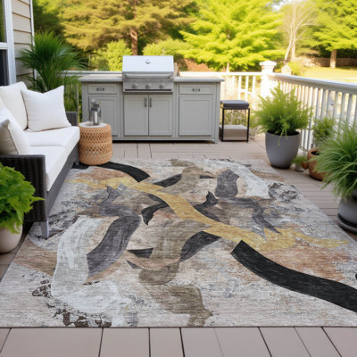 Machine Washable Indoor/Outdoor Chantille ACN2191 Abstract Rug