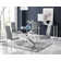 Lenworth Chrome and Glass Rectangular Dining Table Set with 4 Quilted Faux Leather Chairs