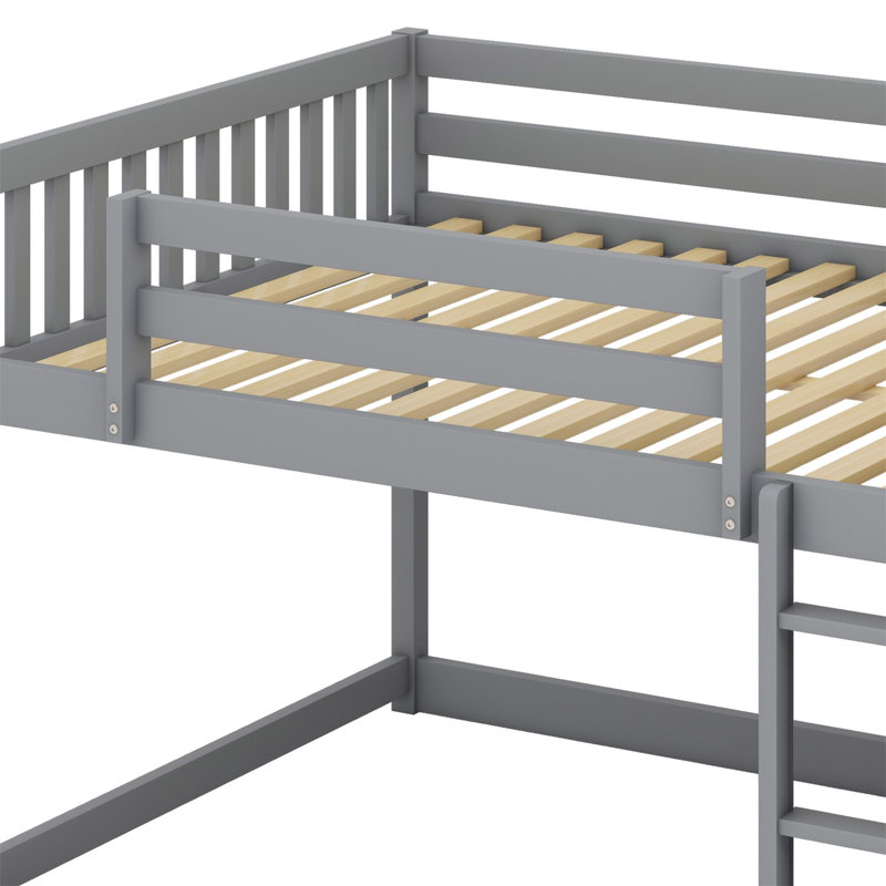 Lit superposé avec tiroirs et tablettes, Gris