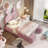 Upholstered Platform Bed with Cartoon Ears Shaped Headboard and Light