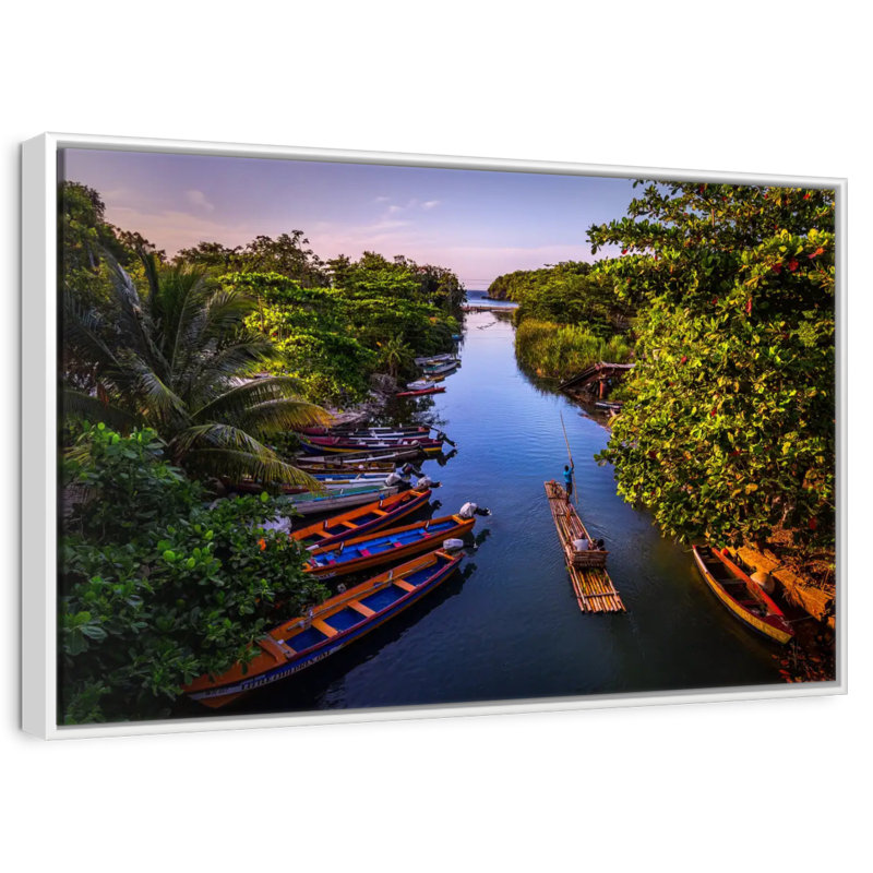 White River, bateaux et radeau, Cadre flottant blanc, 46 po x 31 po