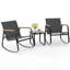 Ensemble de patio à bascule 3 pièces avec accoudoirs en bois massif et table basse-1563453225