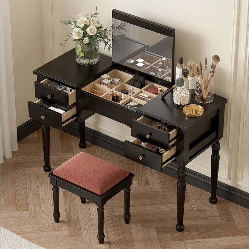 Simple Solid Wood Dresser, Black