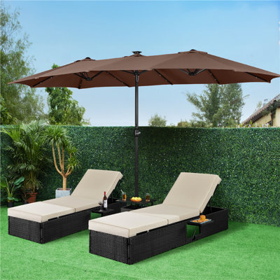 Parasol de marché rectangulaire éclairé rectangulaire de 36 pi avec 36 lumières Harworth, bleu marine Harworth