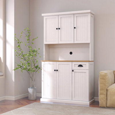 Armoire de rangement pour garde-manger de 71 po avec comptoir pour four à micro-ondes et huche autoportante avec tablettes réglables