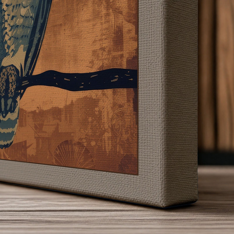 Owl on Branch Boho - Wrapped Canvas, 24x16 - 61.0 x 40.6 cm, Taupe Border