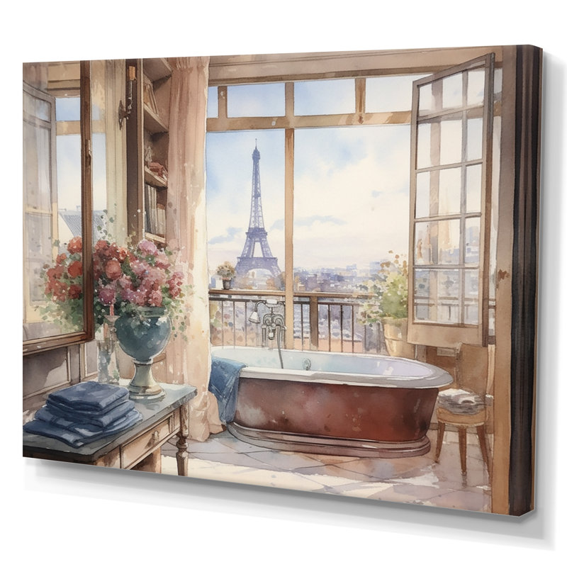 «Tamrat Bathaign Bliss With A View of The Eiffel Tower III», reproduction sur toile, H 16 po x l 32 po x P 1 po
