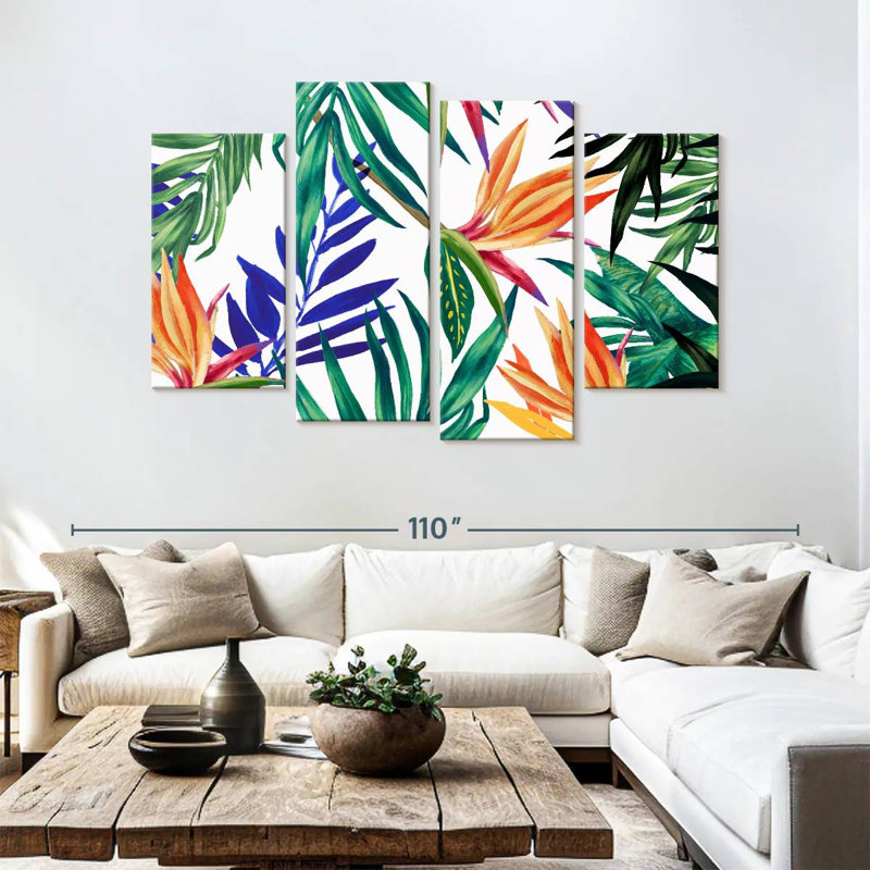 Harnek, feuillage tropical vibrant, H 54 po x l 84 po